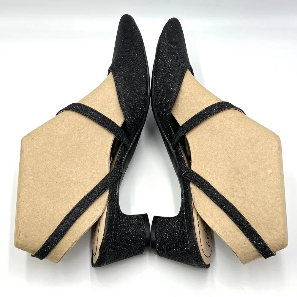 Life Stride Womens Size 9 Minimalist‎ Black Low Heel Pointed Toe Heels Shoes